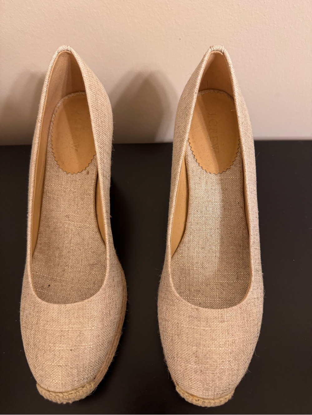 J. Crew Natural Linen Espadrille Wedge Pumps - Picture 2 of 6